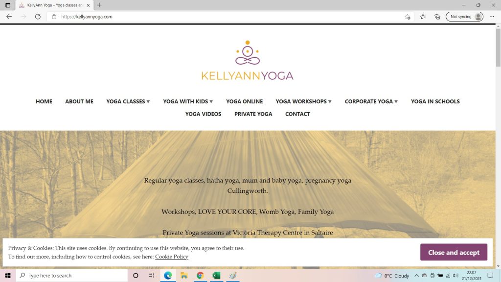 KellyAnn Yoga website managed by tintintin Marketing
