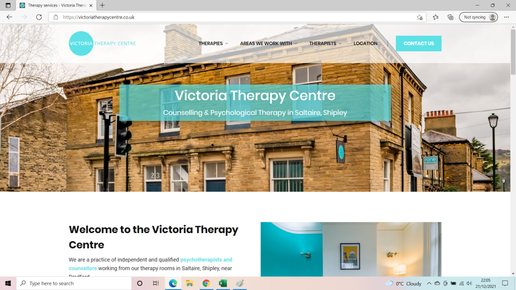 Victoria Therapy Centre website screenshot designed by tintintin Marketing