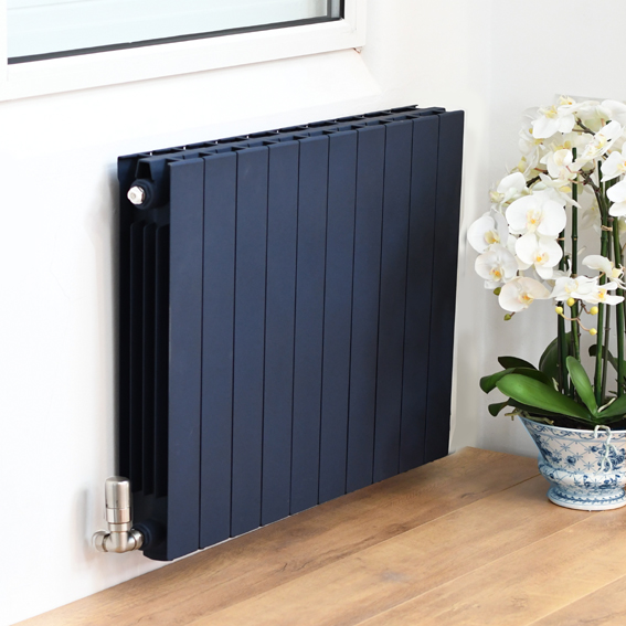 Alchemy aluminium radiator in azurite blue